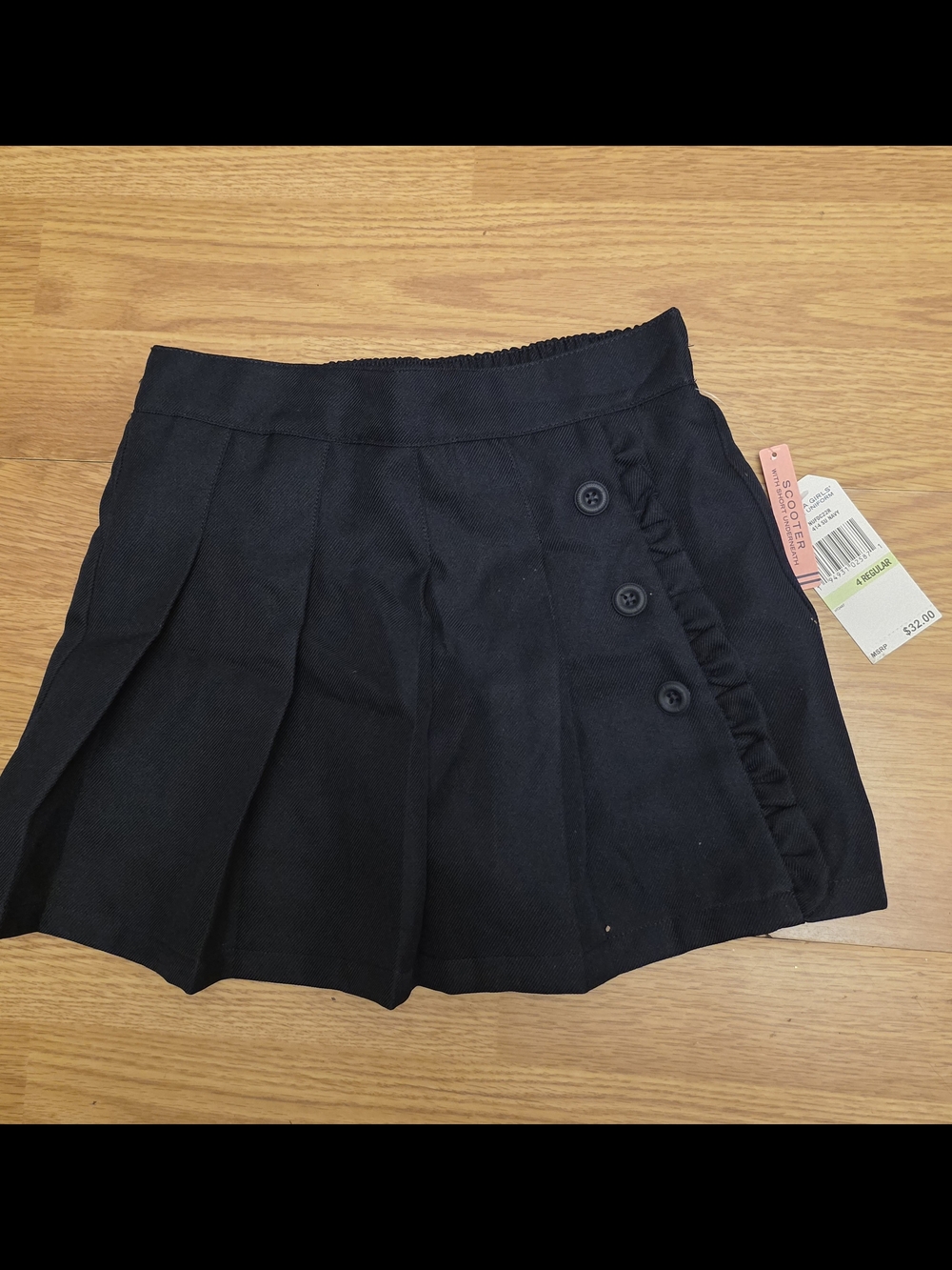 Nautica Girls Dark Navy Pleated Skort with Button Accents Size 4 School Uniform